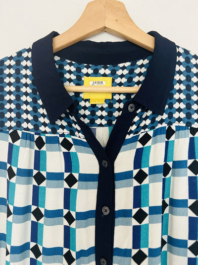 MAEVE Anthropologie Mod Retro Tunic Dress Sz 8 Geometric Print Long Sleeve