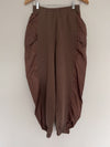 ZARA Womens Elastic Waist Cargo Pants Sz L Brown Parachute Oversized Relaxed Fit