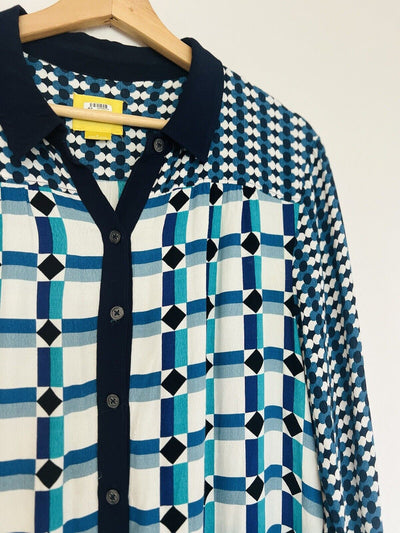 MAEVE Anthropologie Mod Retro Tunic Dress Sz 8 Geometric Print Long Sleeve