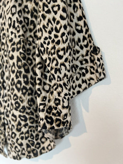 JONES NEW YORK Animal Leopard Print Linen Shirt Tunic Sz 1X Blouse Boho