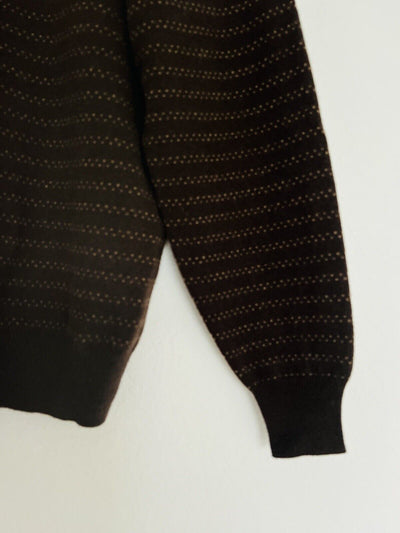 JHANE BARNES 100% Cashmere Sweater Sz M Brown Geometric Stripe Dot