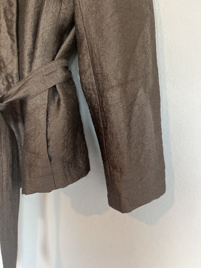 J. JILL Metallic Belted Lightweight Jacket Sz 16 Metallic Sping Zip Front