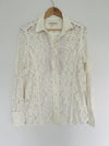 STETSON Ruffle Lace Shirt Sz XL Ivory Button Floral Long Sleeve Boho Western