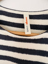 ORANGE CREEK Terry Cloth Dress Sz S Stripped Dark Grey White Pull￼over Pockets