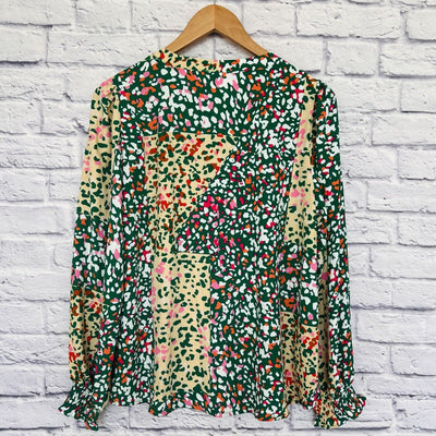 JODIFL Blouse Women's S Colorful Abstract Flowy Boho Hippie Artsy