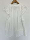 KNOX ROSE White Blouse Sz XS Boho Tassel V-Neck Floral Eyelet White Top