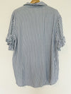 Beach Lunch Lounge Striped Blouse Sz XL Blue Ruffle Sleeve Top Relaxed Fit Boho