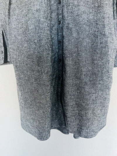 SOHO Street New York & Co Gray Linen Blend Shirt Dress Sz M Minimalist Lagenlook