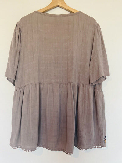KNOX ROSE Embroidered Babydoll Tunic Blouse Sz XXL Flared Sleeve Flowy Boho
