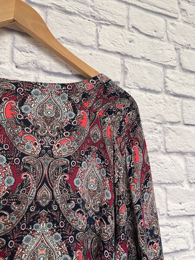 KRAZY KAT Woman’s Multicolor Paisley V Neck Long Sleeve Floral Blouse Size 3X