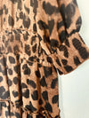 ASOS Curve Animal Leopard Print Dress Sz 18 Sheer Tiered Ruffle Smocked Waist