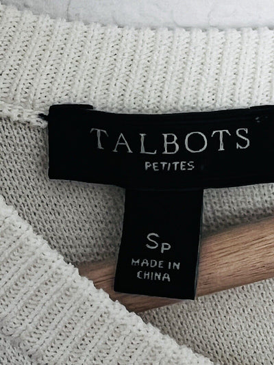 TALBOTS Black White Dress Sz S Petite Knit Short Sleeve Minimalist NWOT