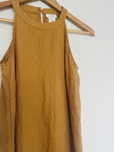 SIGRID OLSEN 100% Linen Sleeveless Halter Shift Dress Sz XS Summer Minimalist