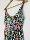 OLD NAVY Midi Floral Multi-Color Dress L Back Hi-Low Hem Smock Empire Waist