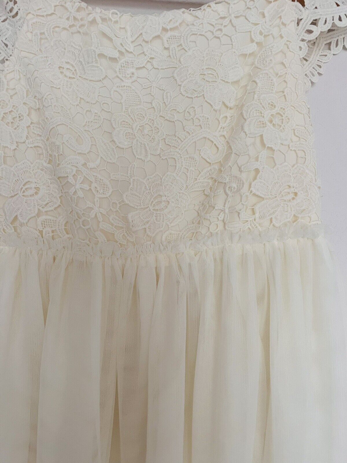 H&M Crochet Lace Tulle Tired Dress Sz 8 Girls Ruffle Hem Holiday Easter Formal