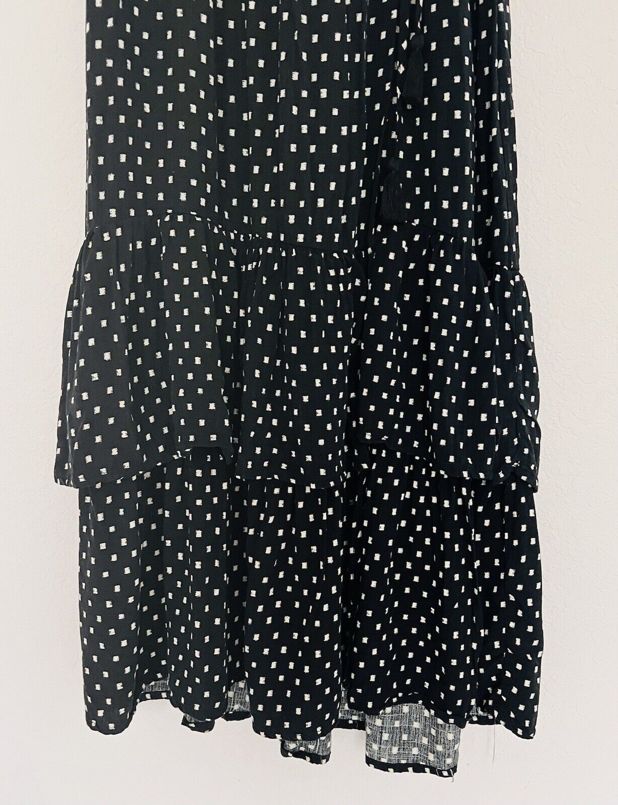 KNOX ROSE Short Sleeve Actual Wrap Dress Sz S Pockets Puff Sleeves Polka Dot
