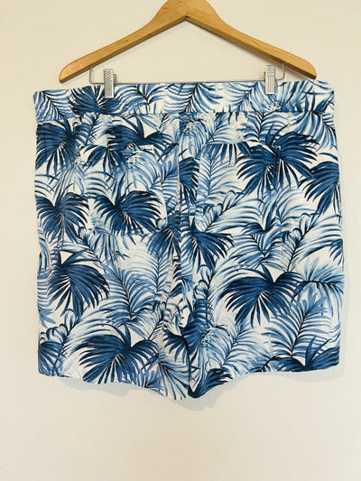 TALBOTS Women’s Sz 2X Blue White Palm Print Pull On Shorts Plus Size Vacation