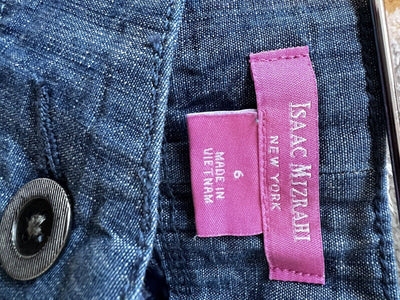 Isaac Mizrahi Womens Shorts 6 Blue Chambray Button Pockets Classic Casual Preppy