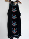 SAVANNA JANE Embroidered Floral Tent Dress Sz 3X Black Sleeveless Lined Boho