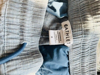 ATHLETA Cabo Linen Jogger Pants Sz 8 Drawstring Chambray Blue Nautical Boho