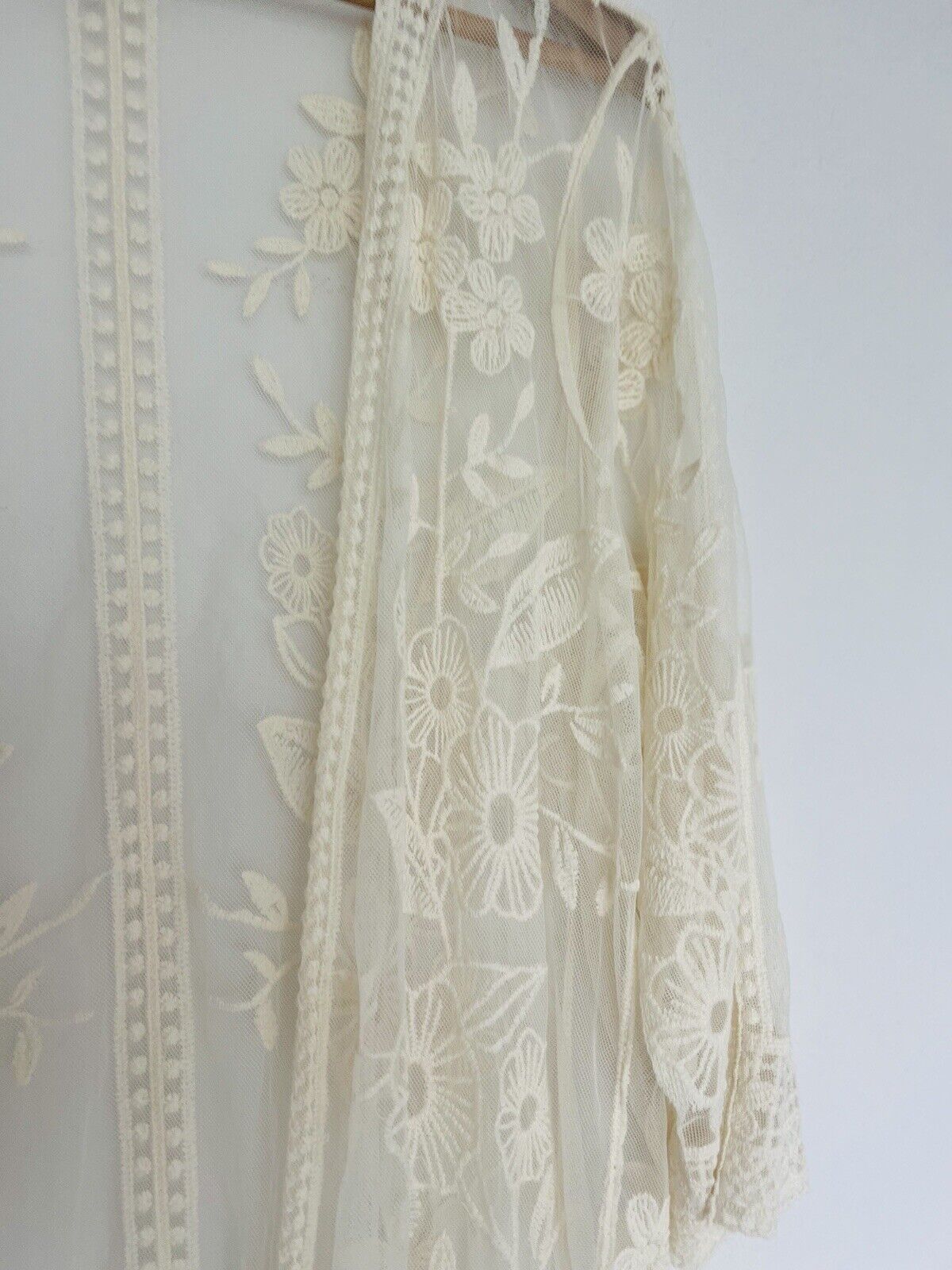 LANE BRYANT Cream Lace Overlay Kimono Cardigan Sz 14/16 Cover Up Boho Western