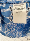 LOFT Embroidered Bubble Sleeve Top Womens Petite Large Floral Print Blue