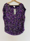 LUDI Sequins Cap Sleeve Blouse Sz M Purple Lined Shiny Party Dance Glitzy Formal