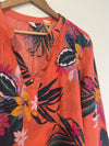 Old Navy  Linen Blend Floral Top Sz XL Hawaiian Flower Peasant Resort Travel