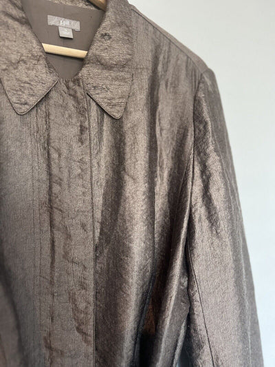 J. JILL Metallic Belted Lightweight Jacket Sz 16 Metallic Sping Zip Front