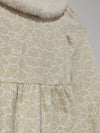 JANIE AND JACK Woven Girls Dress Sz 7 Heavy Knit Gold Detail Faux Fur Easter