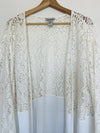 CATHERINES Open Front Blazer Jacket Size 4X Linen Blend Mix Media Lace Boho