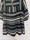 ELAN Thick Woven Babydoll Dress, Black/White Sz M Tribal Western Boho Rodeo
