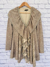 ANTHROPOLGIE RYU Ruffle Lace Cardigan Sz S Beige Long Sleeve Draped Goblincore