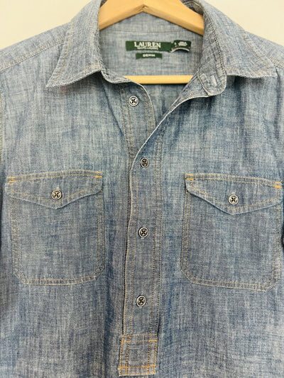 RALPH LAUREN Jeans Company Denim Shirt Sz L Classic Long Sleeve Pullover Boho