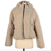 TOPSHOP Teddy Heavy Hooded Coat XS Cream Warm Sherpa Crop Outerwear