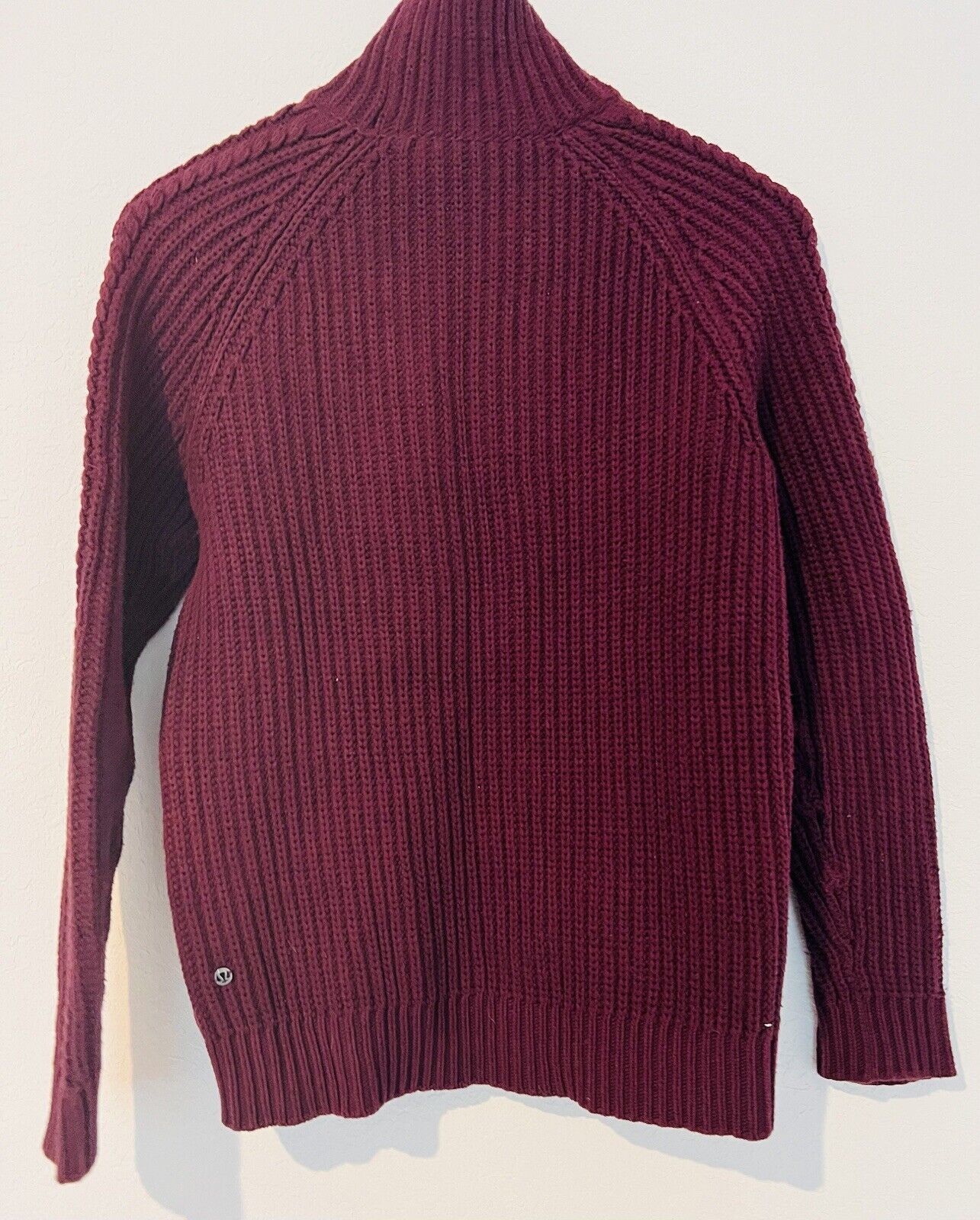 LULULEMON Bring The Cozy Home Cable Knit Oversized Burgundy Sweater