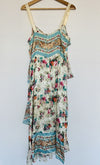 REFORMATION AMUR Silk Floral Slip Dress Sz 12 Asymmetrical Pleated Ruffle