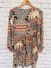UMGEE Womens Tunic Top Dress Sz Small Brown Flowy Tribal Western Boho