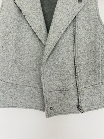 CLUB MONACO Wool Moto Vest Womens S Gray Cropped Biker Asymmetric