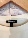 EXPRESS Womens Ivory Top Small Puff Eyelet Sleeves Boho 100% Cotton