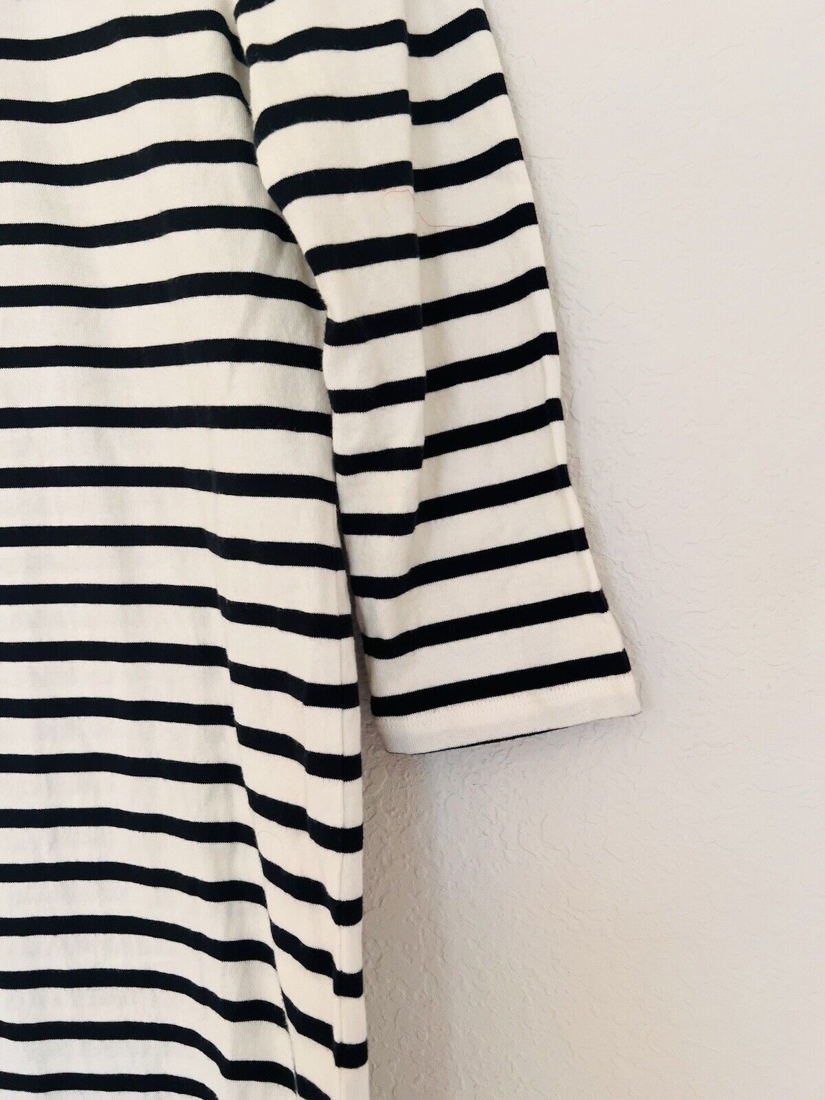 KATE SPADE Dress Sz XS Collar Cream Blue Stripe Jersey Knit Long Sleeve Nautical