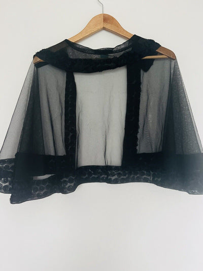 Betsey Johnson Sheer Floral Flower 3D Trim Detail Cape Sz S Whimsigoth
