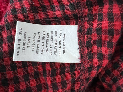 UMGEE Flannel Plaid Cardigan Sz L Open Waterfall Roll Tab Sleeves Boho Western