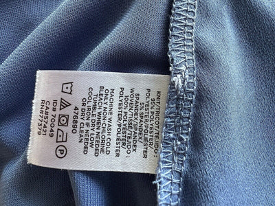 ANN TAYLOR Periwinkle Blue Blouse Sz M Round Neck Ruffled Wrist Office Business