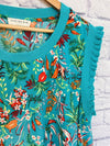 SKIES ARE BLUE Women Sleeveless Top Sz 3X Floral Print Mix Media Ruffle Blouse