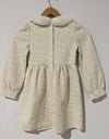 JANIE AND JACK Woven Girls Dress Sz 7 Heavy Knit Gold Detail Faux Fur Easter