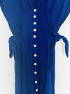 FOREVER 21 Contemporary Button Down Royal Blue Dress Sz L Long Rayon
