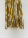 THML Olive Striped Dress Sz S Embroidered V-Neck Lined 100% Cotton Tassel Boho