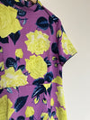 ASOS Purple/YellowFloral Dress Sz 10 High Neck Zip Back Short Sleeve