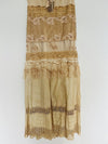 1920s Lace & Tulle Slip Style Dress Tan Tea Stained Bodice Gatsby Boho
